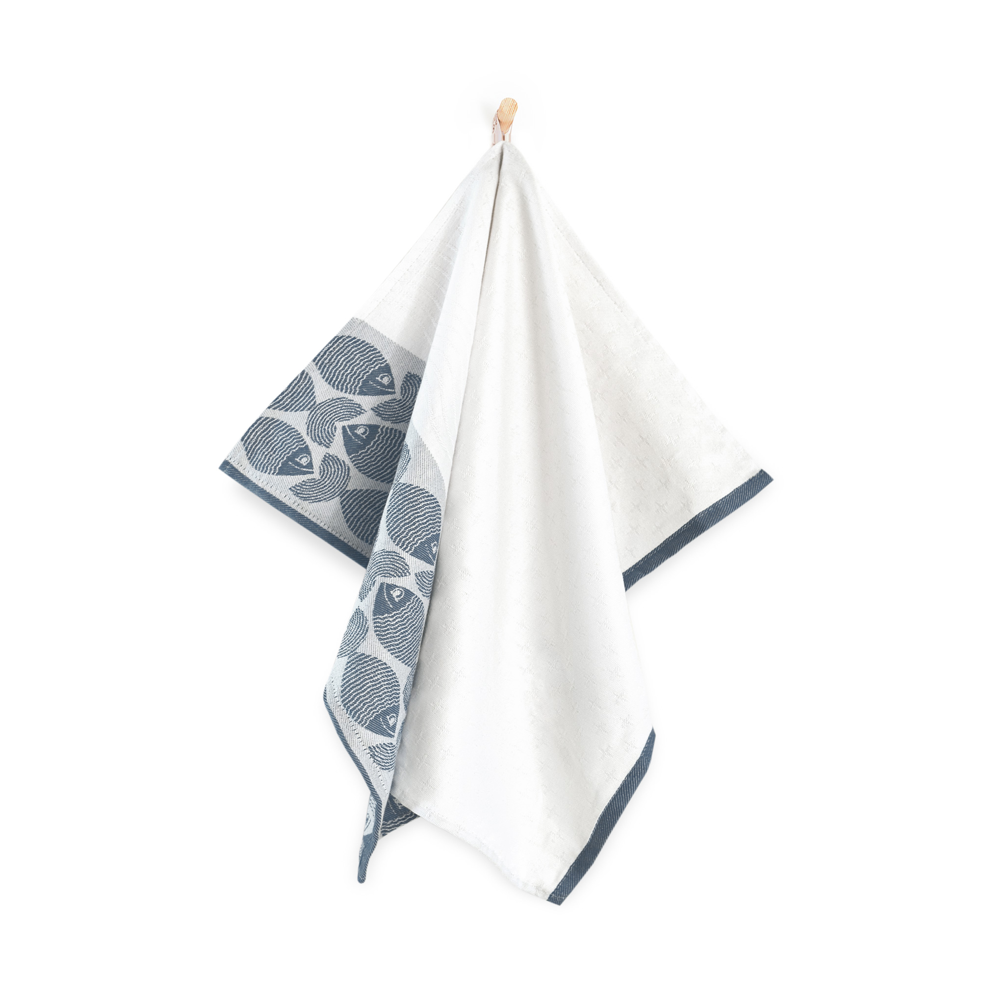 Zwoltex Unisex's Dish Towel Ryby Fala Navy Blue